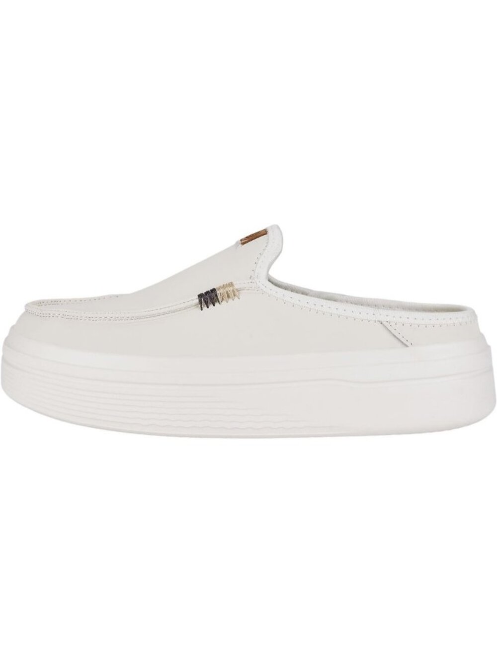 Women's White Leather Flexible Lightweight Slip On Raised Back Heel Loafers Shoe